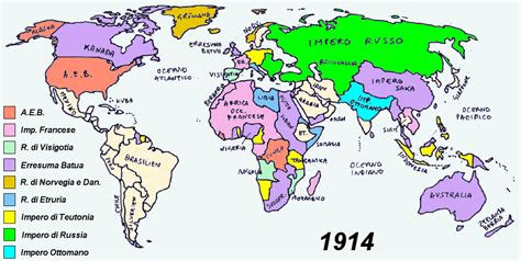 mappa del mondo 1914.